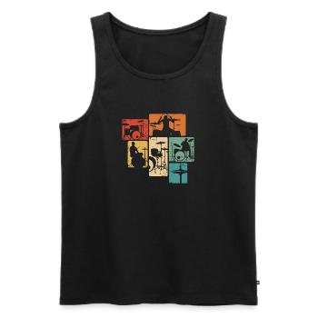 Drummer Schlagzeuger Retro Schlagzeug Musiker - Männer Premium Bio Tank Top - Schwarz - Vorne - Michal (187cm)