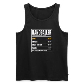 Handballer Inhaltsstoffe – 40 % Harz, 0 % Gnade - Männer Premium Bio Tank Top - Schwarz - Vorne - Michal (187cm)