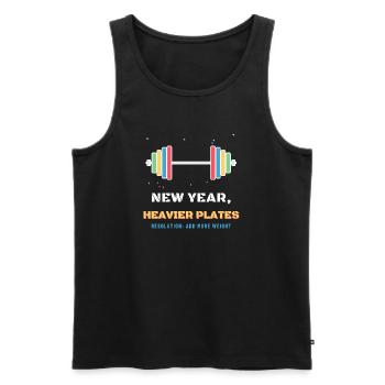 Neujahr Schwerere Teller Lustiges Gewichtheben - Männer Premium Bio Tank Top - Schwarz - Vorne - Michal (187cm)