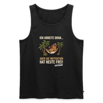Capybara Entspannt lustiger Spruch  - Männer Premium Bio Tank Top - Schwarz - Vorne - Michal (187cm)