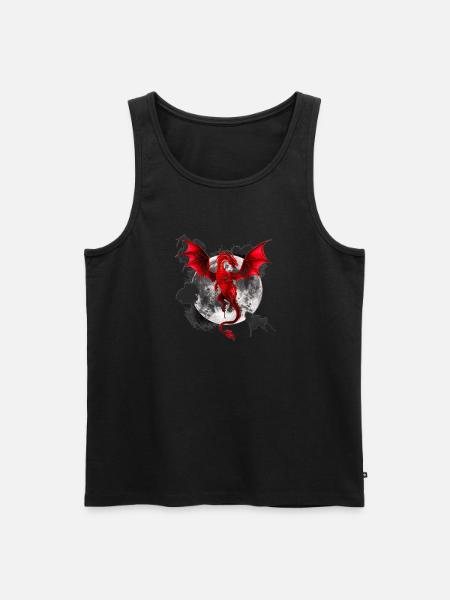 Fantasy Drache Vollmond – Aesthetic Bookish Art - Männer Premium Bio Tank Top - Schwarz
