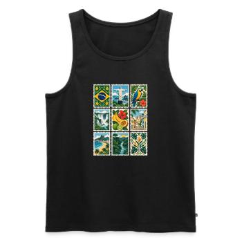 Brasilien Briefmarken - Männer Premium Bio Tank Top - Schwarz - Vorne - Michal (187cm)