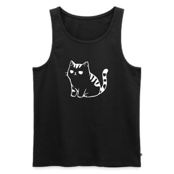 Lustige Katze Minimalistisches Katzen Geschenk  - Männer Premium Bio Tank Top - Schwarz - Vorne - Michal (187cm)