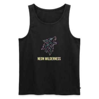 Wolf Neon Wilderness - Männer Premium Bio Tank Top - Schwarz - Vorne - Michal (187cm)