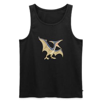 Blau gestreifter Flugsaurier im Vintage-Stil - Männer Premium Bio Tank Top - Schwarz - Vorne - Michal (187cm)