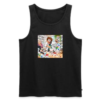 Apothekerchaos im Labor-Comic - Männer Premium Bio Tank Top - Schwarz - Vorne - Michal (187cm)