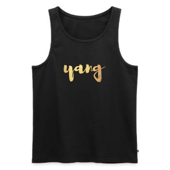 Yang (Yin et Yang) Gold Yoga Look partenaire Amour - Débardeur bio Premium Homme - noir - Devant - Michal (187cm)