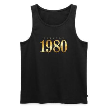 Jahrgang 1980 (Vintage Goldgelb) Geburtstag - Männer Premium Bio Tank Top - Schwarz - Vorne - Michal (187cm)
