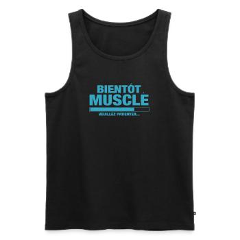 Bientôt musclé veuillez patienter - Débardeur bio Premium Homme - noir - Devant - AI Model Male 178 light (178cm)