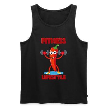 Fitness Lifestyle | Chili, Gym, Bodybuilding - Männer Premium Bio Tank Top - Schwarz - Vorne - Michal (187cm)