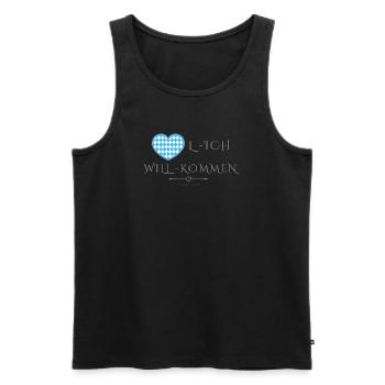 Herzlich willkommen, Herzl ich will kommen - Männer Premium Bio Tank Top - Schwarz - Vorne - Michal (187cm)