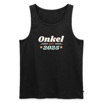 Onkel Est 2025 Ich werde Onkel Retro Style - Männer Premium Bio Tank Top - Schwarz - Vorne - Michal (187cm)