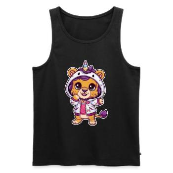 Licorne lion kawaii aux couleurs brillantes - Débardeur bio Premium Homme - noir - Devant - Michal (187cm)