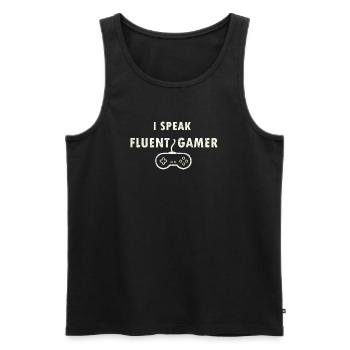 Fluent in Gamer - Men's Premium Organic Tank Top - black - Front - Michal (187cm)