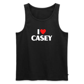 J’adore la déclaration rétro de Casey Red Heart - Débardeur bio Premium Homme - noir - Devant - Michal (187cm)