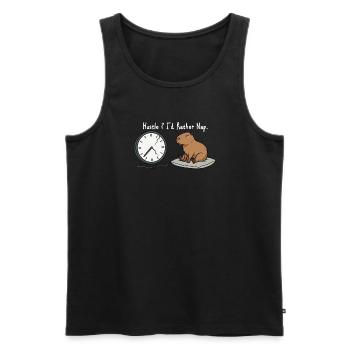 Capybara Nap Humor Broken Clock White - Men's Premium Organic Tank Top - black - Front - AI Model Male 178 light (178cm)
