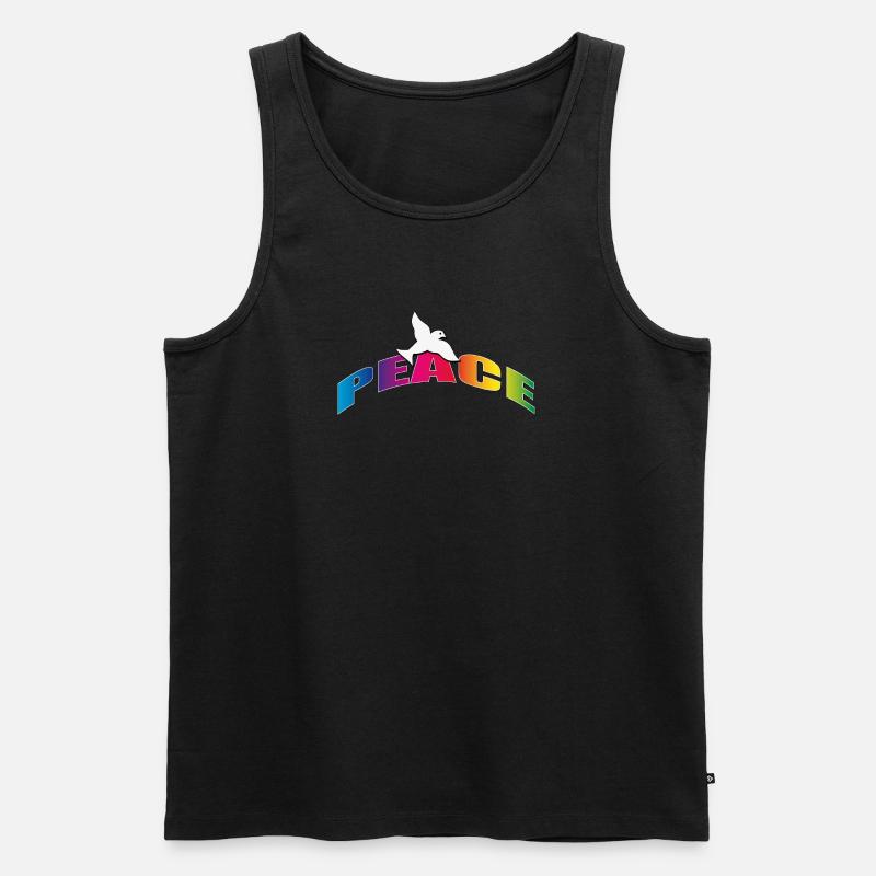 Peace mit Taube Regenbogenfarben - Männer Premium Bio Tank Top - Schwarz