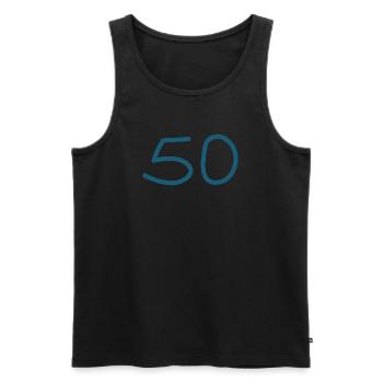 50.Geburtstag fünfzig blaue Zahl - Männer Premium Bio Tank Top - Schwarz - Vorne - AI Model Male 178 light (178cm)