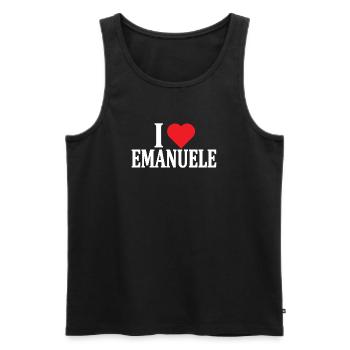 t-shirt J’adore Emanuele idée cadeau t-shirt - Débardeur bio Premium Homme - noir - Devant - Michal (187cm)