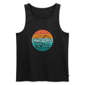 Retro Camper Bus Caravan Vintage Camper Graphic - Men's Premium Organic Tank Top - black - Front - Michal (187cm)