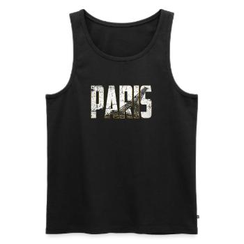 Paris en Lettres avec Tour Eiffel - Débardeur bio Premium Homme - noir - Devant - AI Model Male 178 light (178cm)