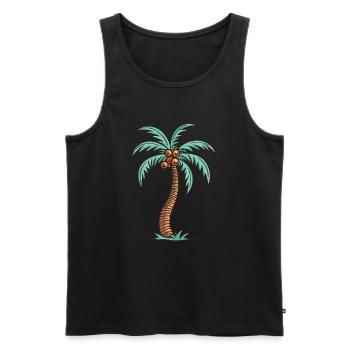 Palme Insel - Männer Premium Bio Tank Top - Schwarz - Vorne - AI Model Male 178 light (178cm)