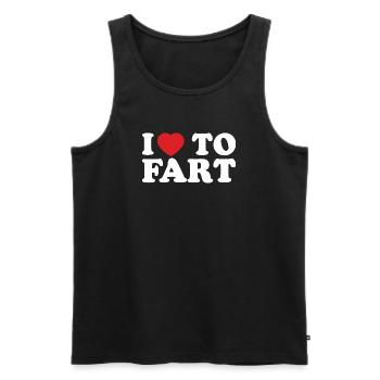 Rotes Herz auf schwarzem Hintergrund „I Love To Fart“ - Männer Premium Bio Tank Top - Schwarz - Vorne - Michal (187cm)