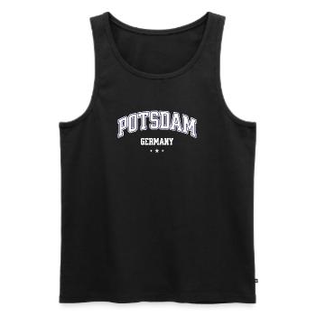Potsdam Deutschland College Emblem - Männer Premium Bio Tank Top - Schwarz - Vorne - AI Model Male 178 light (178cm)