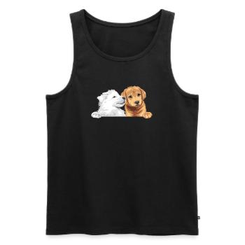 Weißer Schweizer Schäferhund und Golden Retriever - Männer Premium Bio Tank Top - Schwarz - Vorne - Michal (187cm)