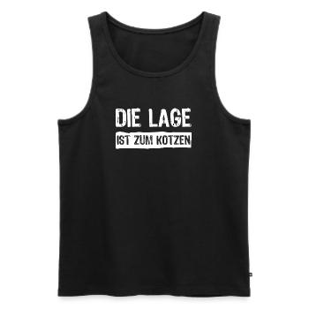 The location sucks - Men's Premium Organic Tank Top - black - Front - AI Model Male 178 light (178cm)