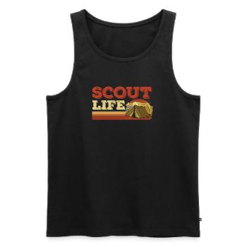 Retro Scout Scouting Leben Zelt Hobby Camp - Männer Premium Bio Tank Top - Schwarz - Vorne - AI Model Male 178 light (178cm)