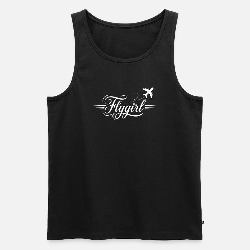 Flygirl Script mit Flugzeug-Schnörkel - Männer Premium Bio Tank Top - Schwarz