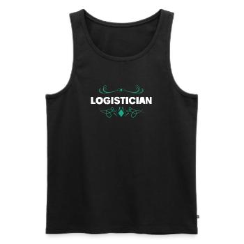 Logo vintage Logistician Imprimé - Débardeur bio Premium Homme - noir - Devant - Michal (187cm)