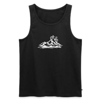 Silhouette du paysage rocheux en VTT - Débardeur bio Premium Homme - noir - Devant - Michal (187cm)