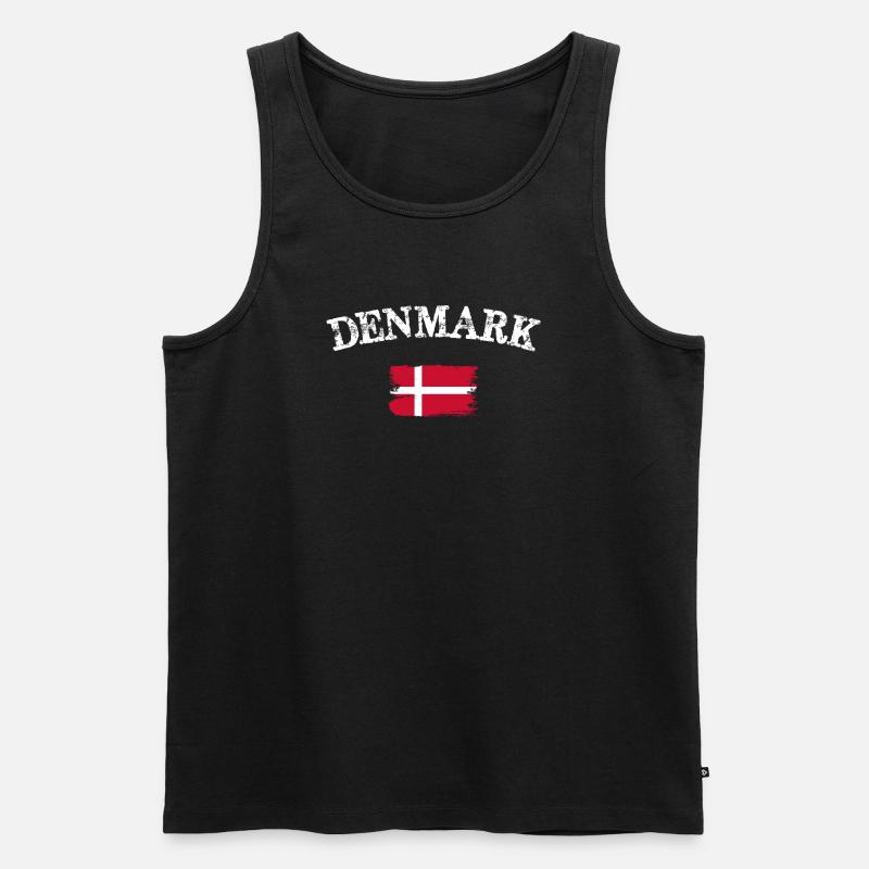 Drapeau brossé du Danemark - Débardeur bio Premium Homme - noir