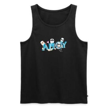 niedliche Tiere mit englischen Seemannsgruß Ahoy - Männer Premium Bio Tank Top - Schwarz - Vorne - AI Model Male 178 light (178cm)
