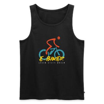 E-biker charging instead of calves - climate protection, green electricity - Men's Premium Organic Tank Top - black - Front - AI Model Male 178 light (178cm)