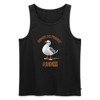 Funny saying with seagull Before you ask No !! - Men's Premium Organic Tank Top - black - Front - Michal (187cm)
