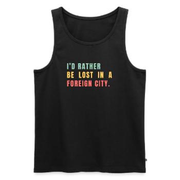 Ich wäre lieber in einer fremden Stadt verloren - Männer Premium Bio Tank Top - Schwarz - Vorne - Michal (187cm)