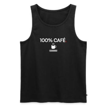 100% KAFFEE | Kaffeehumor - Männer Premium Bio Tank Top - Schwarz - Vorne - AI Model Male 178 light (178cm)
