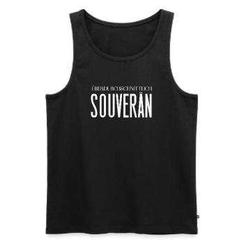 Überdurchschnittlich souverän – Statement Motiv - Männer Premium Bio Tank Top - Schwarz - Vorne - Michal (187cm)