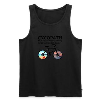 Cycopath Noun, une envie irrésistible de faire du vélo - Débardeur bio Premium Homme - noir - Devant - AI Model Male 178 light (178cm)