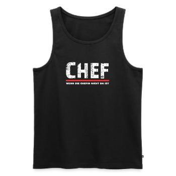CHEF wenn die Chefin nicht da ist Spruch - Männer Premium Bio Tank Top - Schwarz - Vorne - AI Model Male 178 light (178cm)