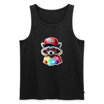 Cooler Waschbär mit Mütze und Brille - Männer Premium Bio Tank Top - Schwarz - Vorne - Michal (187cm)