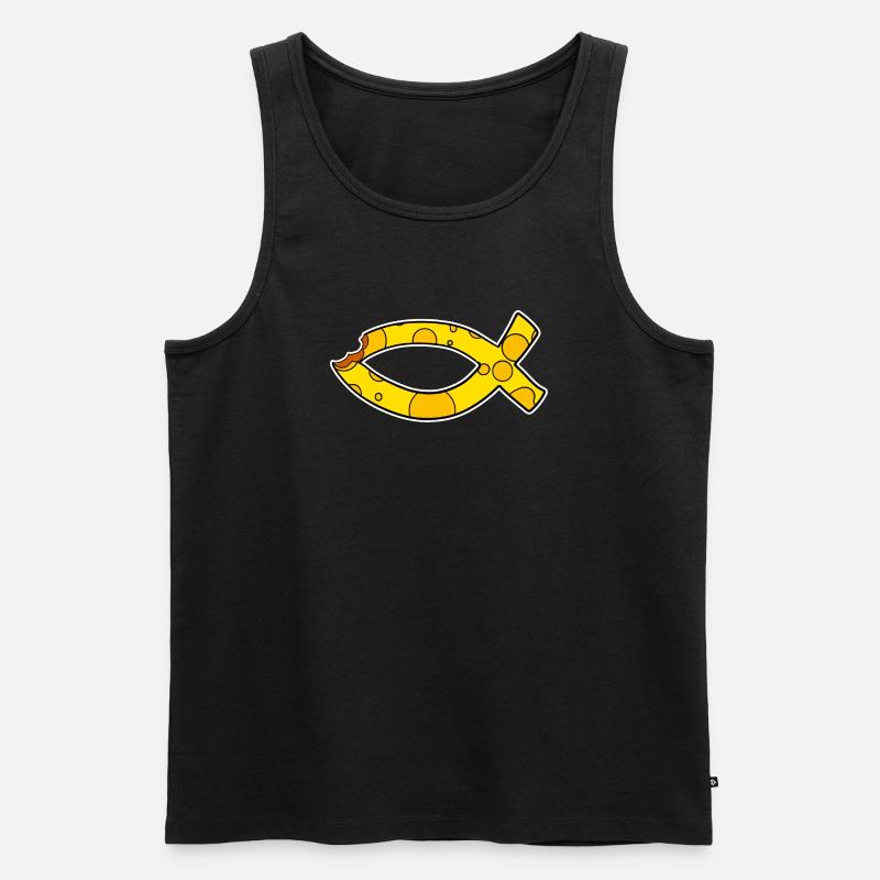 Fisch Symbol Käse - Männer Premium Bio Tank Top - Schwarz