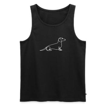 Dessin au trait élégant de teckel - Débardeur bio Premium Homme - noir - Devant - AI Model Male 178 light (178cm)