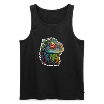 Tête de lézard dans la jungle - Débardeur bio Premium Homme - noir - Devant - AI Model Male 178 light (178cm)