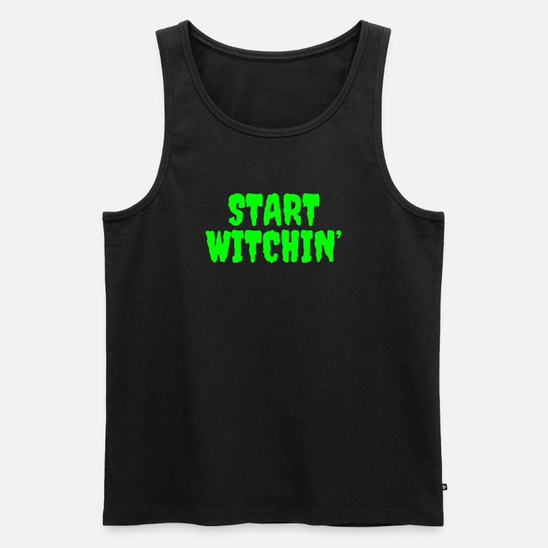 Leuchtend grüne Hexerei Startphrase - Männer Premium Bio Tank Top - Schwarz