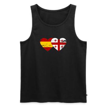 Spain Georgia Flag Heart used - Men's Premium Organic Tank Top - black - Front - Michal (187cm)