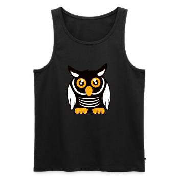 hibou oiseau aigle hibou hibou nuit oiseau effraie des granges chouette bande dessinée - Débardeur bio Premium Homme - noir - Devant - AI Model Male 178 light (178cm)